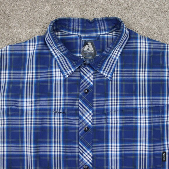 Eddie Bauer First Ascent Shirt Mens Large Tall Blue/White Poly/Rayon L/S Button - Picture 4 of 16